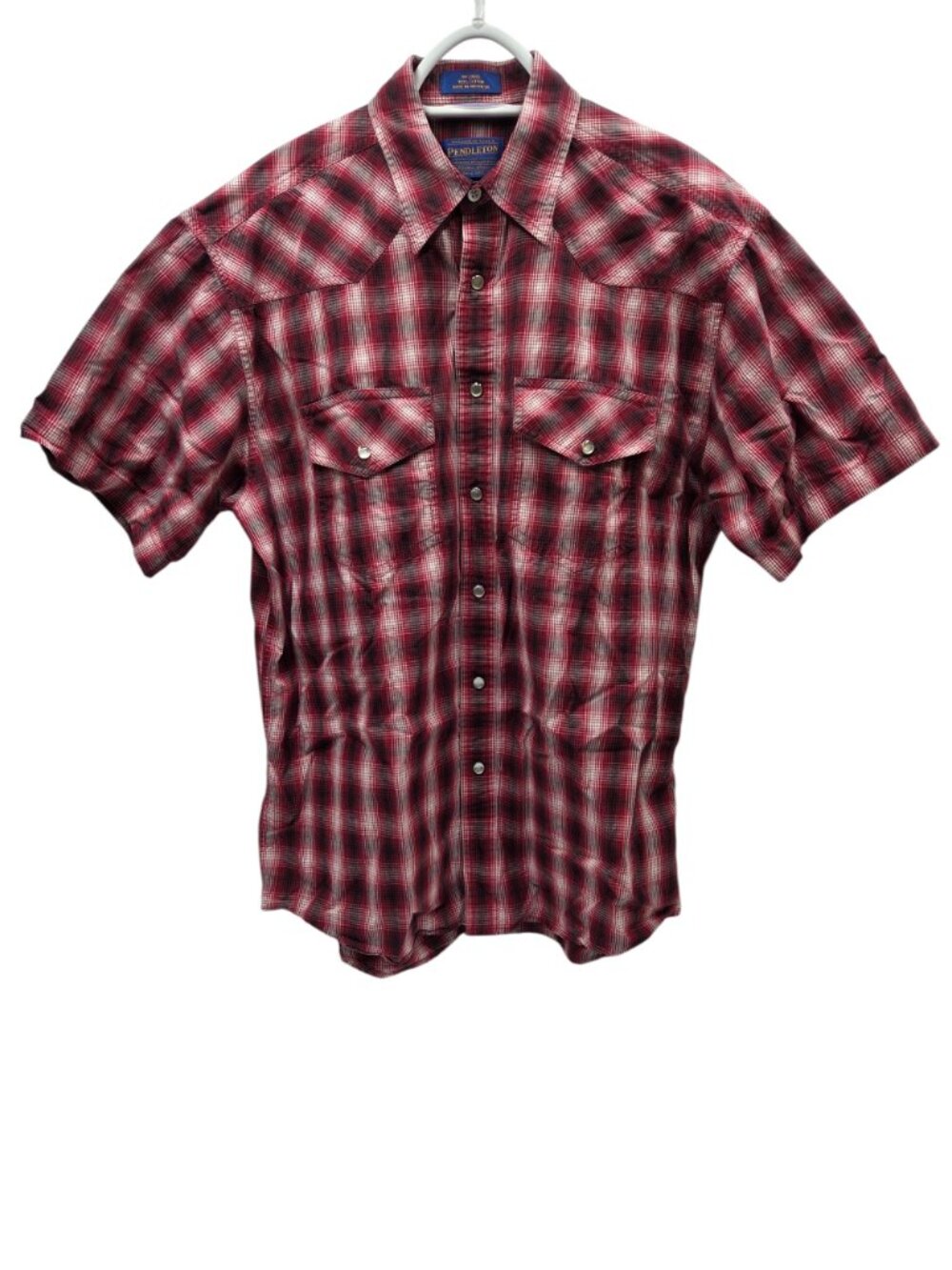 Men's Pendleton medium western plain pearl snap short sleeve shirt cotton